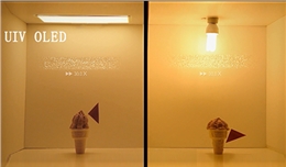 UIV OLED与普通照明灯的发热对比试验