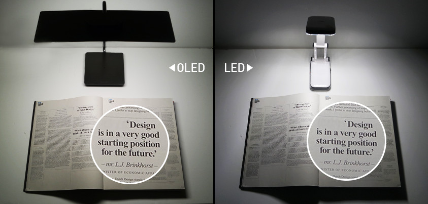 OLED与LED灯光下的清晰度对比图